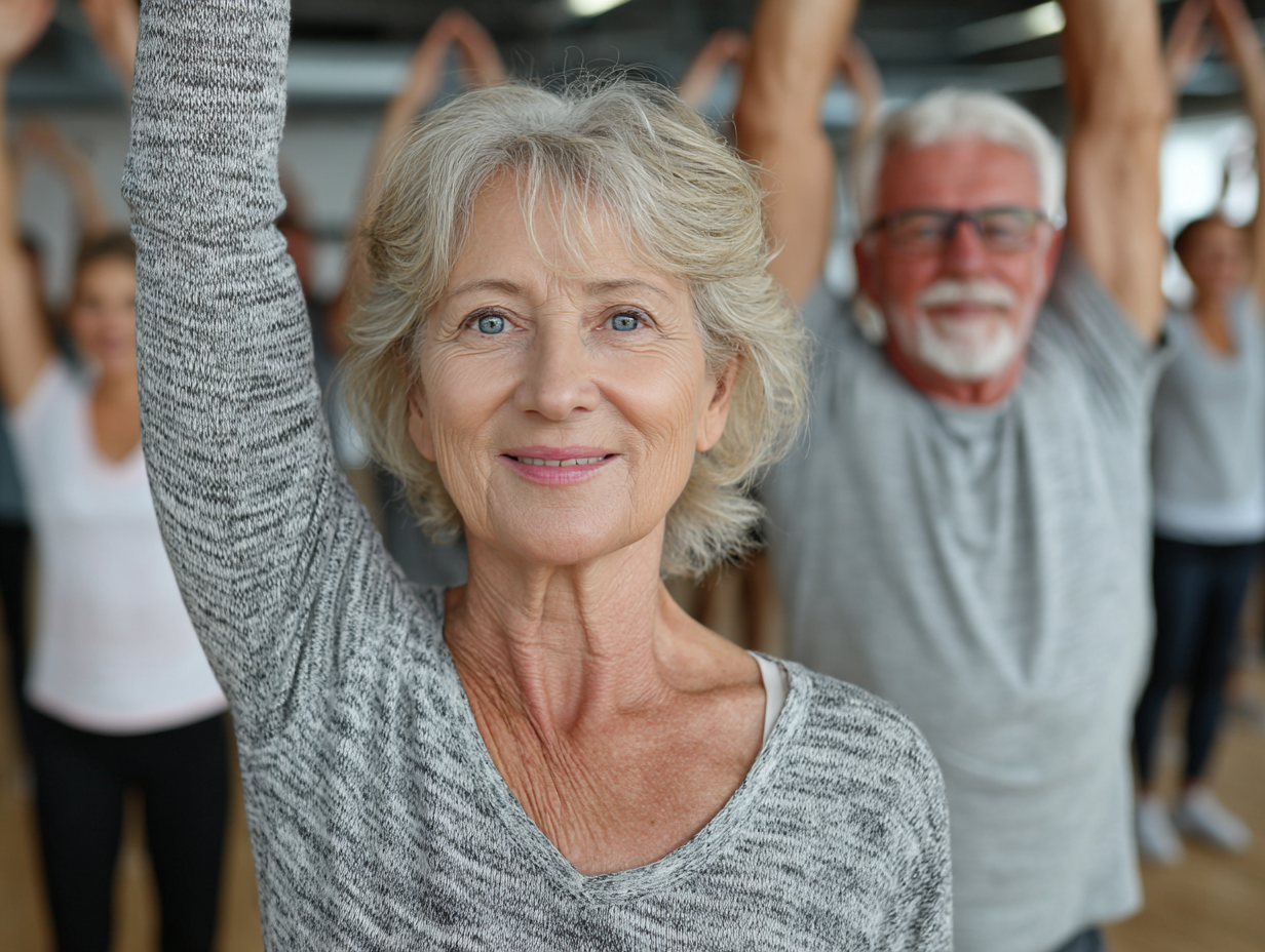 Активні старші люди займаються фітнесом